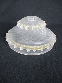 L Venetian Murano Chandelier Part White Gold Shade Part Art Glass Reclaimed
