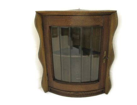 Corner Cabinet Beveled Glass Door Display China Carved Wood Gorgeous Vintage