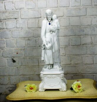 Large Bisque Statue Saint Vincent de Paul Church Patron Charity Hospital 22.44"