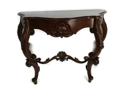 Carved Wooden Wall Hallway Console table Ornate Flowers Louis XV Style