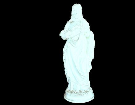 Antique Statue Jesus Christ Savior Sacred Holy Heart Plaster White Art Deco 1920s 20.07"