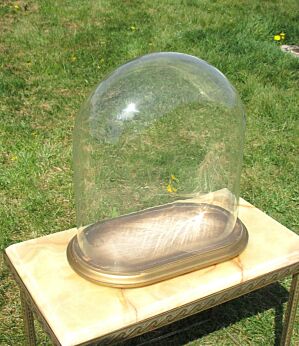 Antique Oval Hand Blown Glass Globe Dome Clock Display Doll Steampunk 13.39"