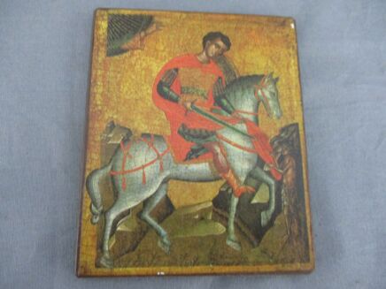 Wooden Traveling Icon on wood St Martin Martinus Van Tours Bishop Rare