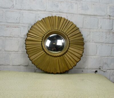 Sunburst Starburst Wall Hanging Convex Mirror Mid Century Modernist Plaster
