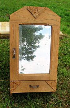 Vintage Medicine Kitchen Wall Cabinet Apothecary Pale wood beveled glass mirror