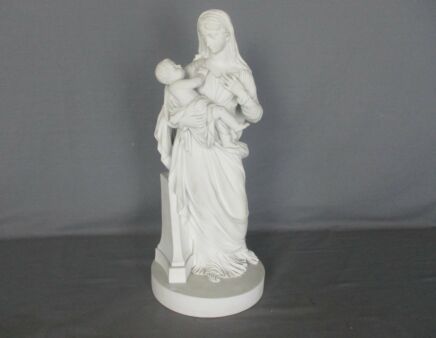 Large French Antique 1900 Bisque Statue Virgin Mary Our Lady Infant Stunning