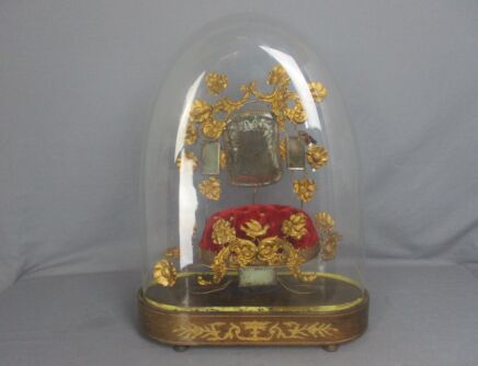 oval Antique 1800 Victorian French Bridal Wedding Dome Gold Gilt leafs Ormolu
