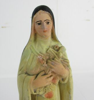 Vintage Statue Plaster Saint Therese Lisieux Holy Face Little Flower of Jesus