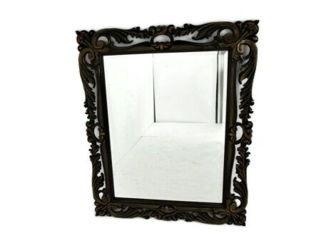 Large Wooden Wall Hanging Beveled Glass Mirror Vanity Hallway 30.5" x 24.4""