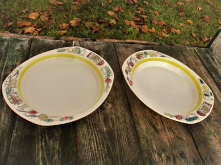 Two Rare Stavangerflint Norwegian Platters Plates Serving Trays Norge Collector