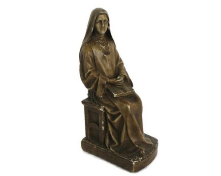 French Small Statue Figurine Woman Nun Saint Virgin Mary Praying Madonna Resin