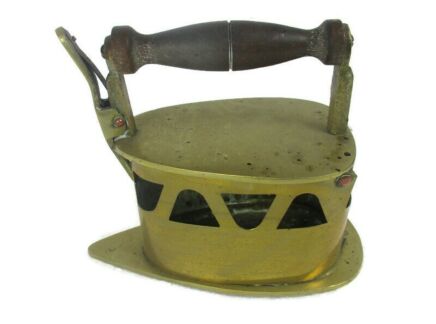 Ornate Brass Iron Decoration Vintage Wooden handle