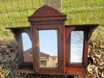 Medicine Wall Cabinet Glass 3 mirrors Apothecary Display cabinet Authentic