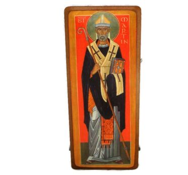 French Vintage Wooden Icon Style Wall Hanging Plaque Saint Martin