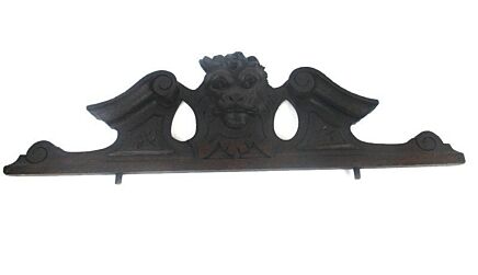 Carved Wood Oak Pediment Over door Architectural Antique 19thC Lion Head WOW