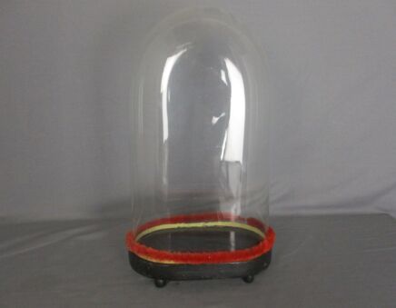Antique Victorian Oval Hand Blown Glass Globe Dome Doll Clock 15.55"H 9.4"W