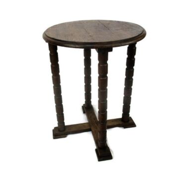 Large Gorgeous Edwardian Oak Wood Display Table Pedestal Plant Stand 25"