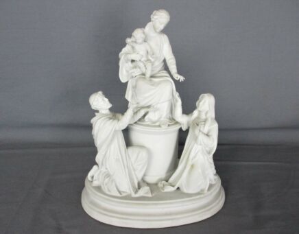 Bisque Porcelain Statue Virgin Our Lady Mary Infant Jesus Adoration Stunning