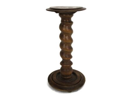 Large Barley Twist Wooden Side Wine Display Table Pedestal Plant Bonsai Flower Stand Barn Country Style 26.18"