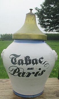 Antique Delft Blue Tobacco Jar Tabac de Paris Stamped Luxembourg late 18th cent.