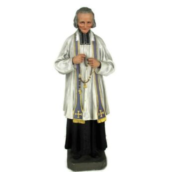 Large Statue Saint John Vianney Curé of Ars French Priest Plaster HTF Collector