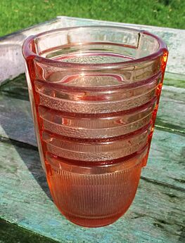 Art Deco Pink Depression Glass Vase Pressed Glass Stylish