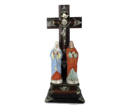 Antique Calvary Crucifix Christ Plaster Wood Ormulu Gorgeous Jesus Christ Cross Mary Magdalene Saint John