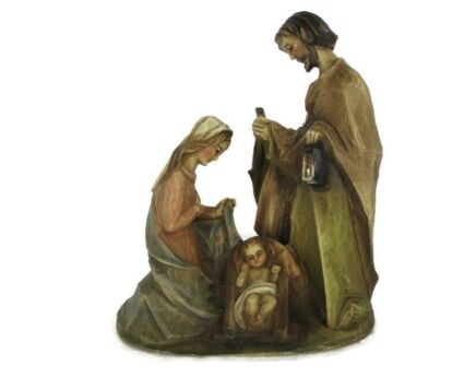 Holy Family Gloria in Excelsis Saint Joseph Madonna Mother Mary Infant Jesus Nativity For unto us a Child is born Resin