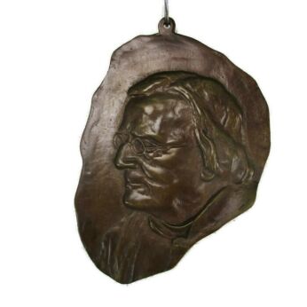 Hugo Verriest Wall Hanging Bas Relief Plaque Ornate Brass Collector Gezelle