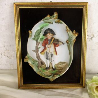 Small Porcelain Wall Plaque Hanging Decoration Violin Player Bas Relief Bisque