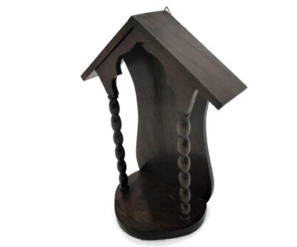 Small hand Carved Wooden Chapel Niche for Statue Bobbin Edwardian style Hanging Lovely