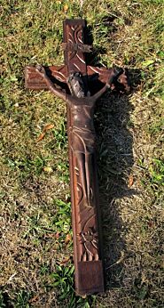 Lovely Completely hand Carved Wood Hanging Crucifix Cross Jesus Christ 29.92"