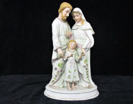 Holy Family Bisque Porcelain Statue Infant Child Jesus Christ Virgin Mary Madonna Saint Joseph 9.84"