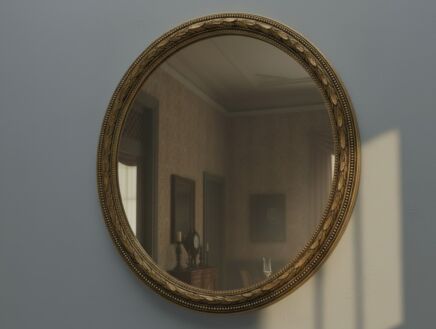 Vintage Oval Mirror Wood Plaster Hollywood Regency Style Gold Color Ornate
