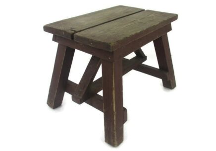 Antique  Stool Ottoman Footstool Milking Stool Barn Farmhouse Style Wood Funky
