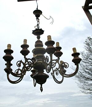 Vintage Carved wood Chandelier 9 lights arms Ceiling Light