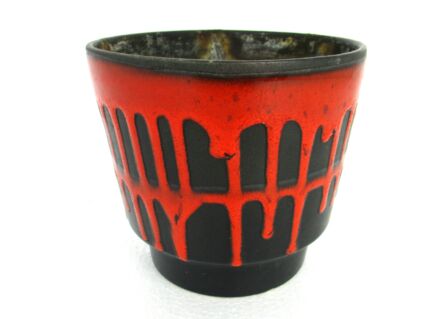 Fat Lava Red Black Vintage Planter flower pot Ceramic Modernist Retro