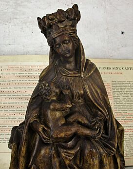 Statue Virgin Mary With Infant On her Lap against Her Chest Dürer Plaster HTF