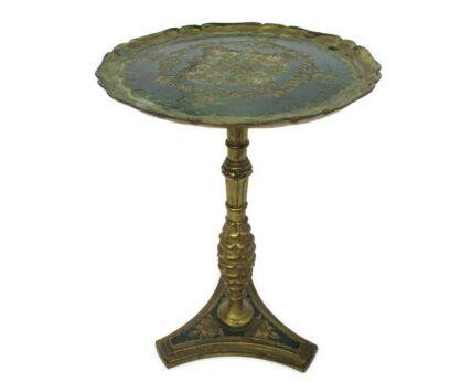Florentine Gold Gilded Side Occasional Coffee Table Pedestal Italy Re-sine Hollywood Regency Italy