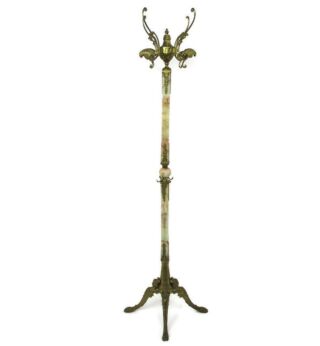 Onyx Marble Brass Hall Tree Coat Hat Rack Stand Hollywood regency Mermaids WOW