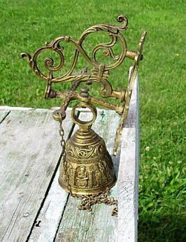 Wall Mounted Brass Bell Ornate AD Gloriam dei Personna Grata Gorgeous