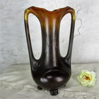 Pitcher Vase Ceramic Mid Century Modern Glazed Art Pottery Chocolate Brown