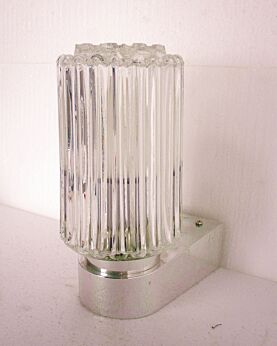 Design Retro Mid Century Modernist Space Age Wall Sconce Ribbed Glass Chrome