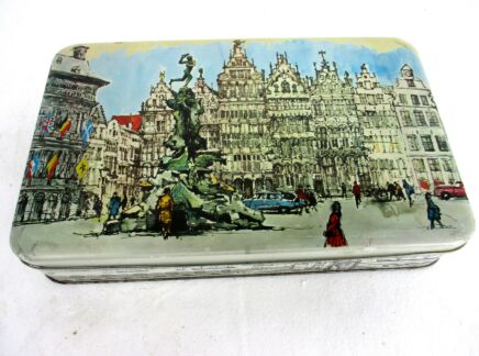 Vintage Mid Century Tin Box Antwerp Belgium Retro