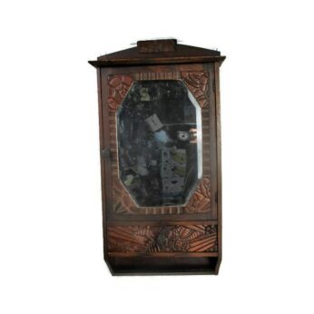 Vintage Ornate Wooden Kitchen Apothecary Wall Cabinet Beveled Glass Mirror