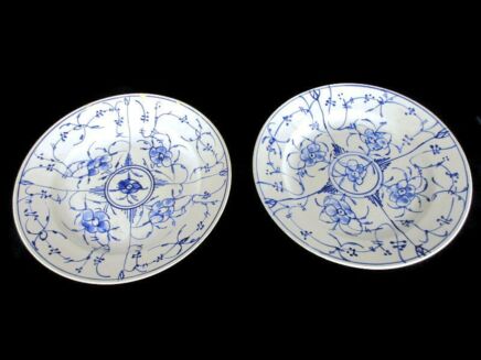 2 dinner plates Antique Royal Copenhagen blue Fluted Marked Sarreguemines