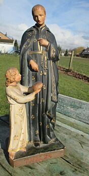 Antique Statue St Gerard Majella Infant Jesus Patron Expectant Mothers Plaster
