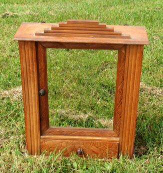 Vintage Medicine Kitchen Wall Cabinet Apothecary carved wood flowers mirror