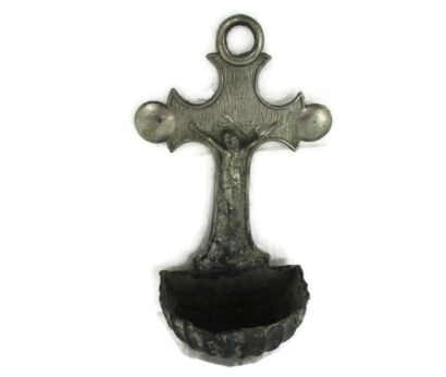 MIni Wall Holy Water Font Vessel Jesus Christ Spelter