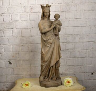 Large Outdoor Statue Virgin Mary Madonna Infant Child Chapel Church Stone 28.34"